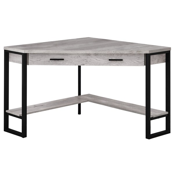 Computer Desk, Home Office, Corner, Storage Drawers, 42"L, Work, Laptop, Metal, Grey, Black
